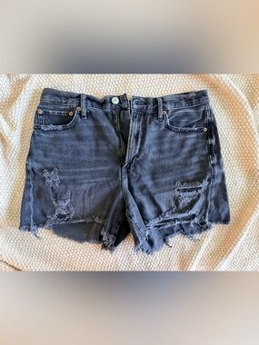 🖤 American Eagle Black Distressed Denim Shorts | Women’s Size 8 | EUC